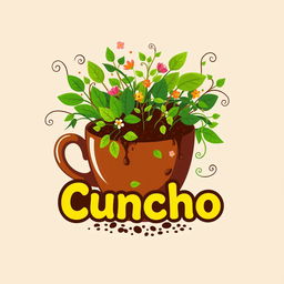 An innovative and creative logo design for a coffee grounds-based biofertilizer called 'Cuncho'