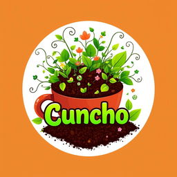 An innovative and creative logo design for a coffee grounds-based biofertilizer called 'Cuncho'