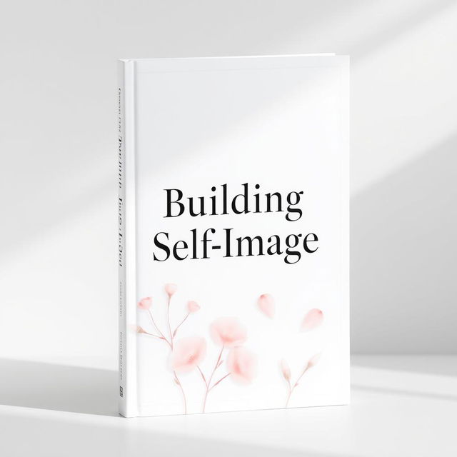 An aesthetically pleasing book cover design titled 'Building Self-Image' featuring a clean, white background that evokes a sense of calm and sophistication