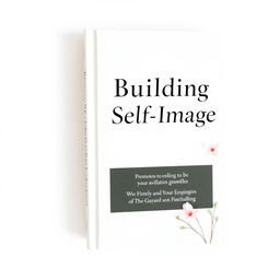 An aesthetically pleasing book cover design titled 'Building Self-Image' featuring a clean, white background that evokes a sense of calm and sophistication