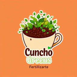 An innovative and creative logo design for a coffee grounds-based biofertilizer named 'Cuncho Greens'