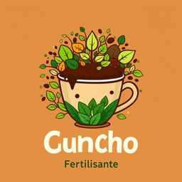 An innovative and creative logo design for a coffee grounds-based biofertilizer named 'Cuncho Greens'