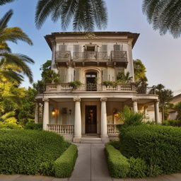 An old, two-story, lavish house showcasing wealth