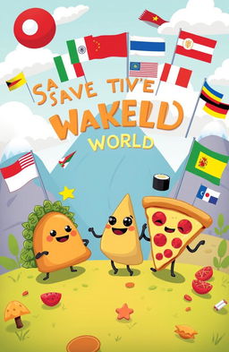 A whimsical, imaginative scene portraying the heroic journey of a samosa on a grand adventure to save the world