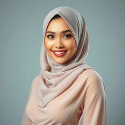 A stunning Malay woman resembling Mira Filzah, wearing a beautifully styled hijab, exuding elegance and allure