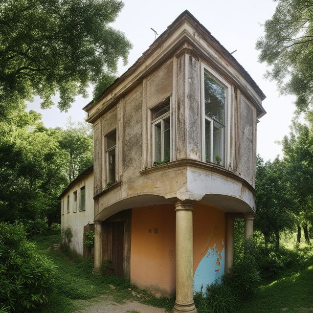 An old house with two floors