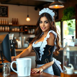 A captivating 19-year-old Australian maid in a sexy maid outfit, exuding charm and allure as she interacts with the viewer