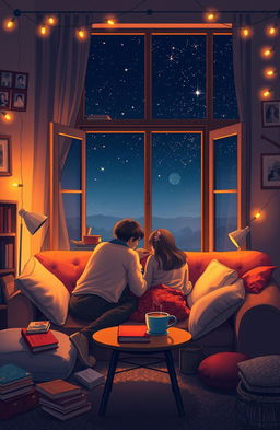 A nostalgic and heartwarming scene depicting a cozy and intimate space shared between two people