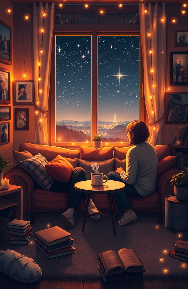 A nostalgic and heartwarming scene depicting a cozy and intimate space shared between two people