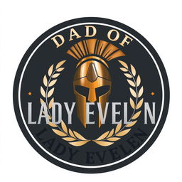 A masculine circle logo design for 'Dad of Lady Evelyn' featuring Spartan elements