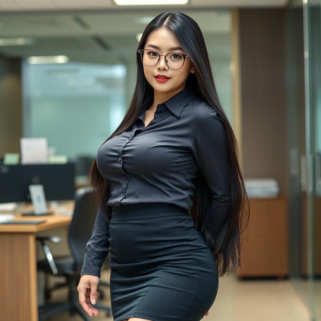 A captivating 19-year-old Korean female secretary with an alluring curvy body