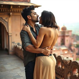 A sensual scene featuring Nushrat Bharucha as a college girl at an enchanting Rajasthani fort