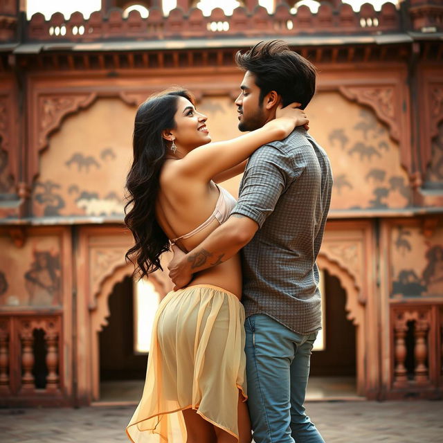 A sensual scene featuring Nushrat Bharucha as a college girl at an enchanting Rajasthani fort