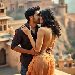 A sensual scene featuring Nushrat Bharucha as a college girl at an enchanting Rajasthani fort