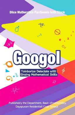 A creatively designed book cover for a mathematics textbook titled 'Googol', showcasing vibrant colors and engaging graphics