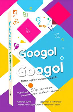 A creatively designed book cover for a mathematics textbook titled 'Googol', showcasing vibrant colors and engaging graphics