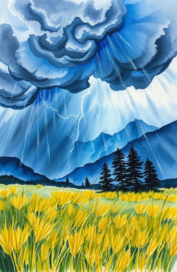 A dramatic watercolor painting titled 'Beyond the Storm' by Tuan Alaska