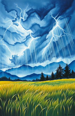 A dramatic watercolor painting titled 'Beyond the Storm' by Tuan Alaska