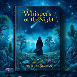 A captivating book cover design featuring a mystical forest landscape under a starlit sky