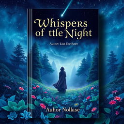 A captivating book cover design featuring a mystical forest landscape under a starlit sky