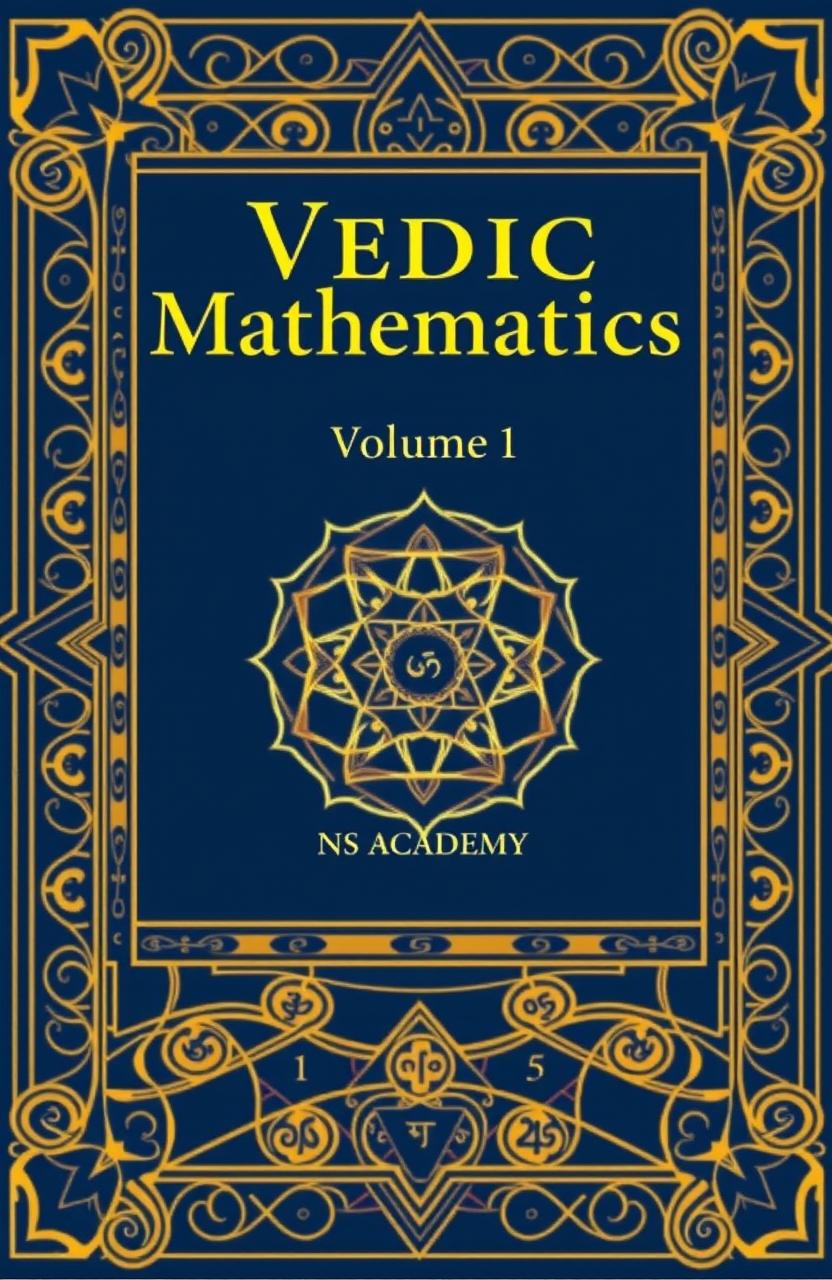 A beautifully designed cover for a book titled 'Vedic Mathematics, Volume 1' by NS Academy