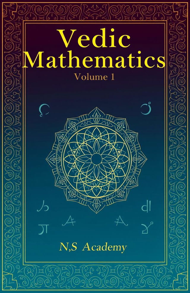 A beautifully designed cover for a book titled 'Vedic Mathematics, Volume 1' by NS Academy