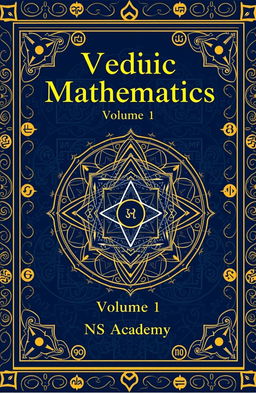 A beautifully designed cover for a book titled 'Vedic Mathematics, Volume 1' by NS Academy
