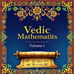 A richly detailed cover for a book titled 'Vedic Mathematics, Volume 1, NS Academy'