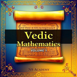 A richly detailed cover for a book titled 'Vedic Mathematics, Volume 1, NS Academy'