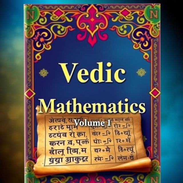 A richly detailed cover for a book titled 'Vedic Mathematics, Volume 1, NS Academy'