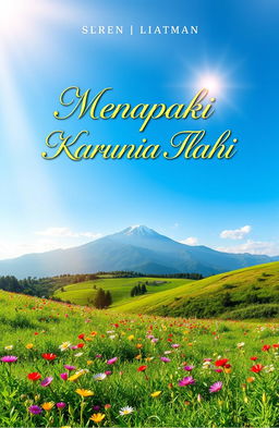 A book cover design for a title "Menapaki Karunia Ilahi"