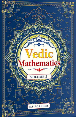 A beautifully designed cover for a book titled 'Vedic Mathematics Volume 2 - NS Academy'