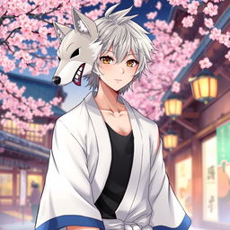 An expressive illustration of Gintoki Sakata as an adult male, characterized by his unique messy silver hair and distinctive dead fish brown eyes