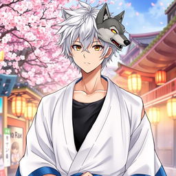 An expressive illustration of Gintoki Sakata as an adult male, characterized by his unique messy silver hair and distinctive dead fish brown eyes