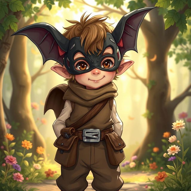 A whimsical illustration of a halfling character, exuding charm and mischief