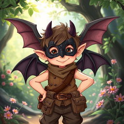 A whimsical illustration of a halfling character, exuding charm and mischief