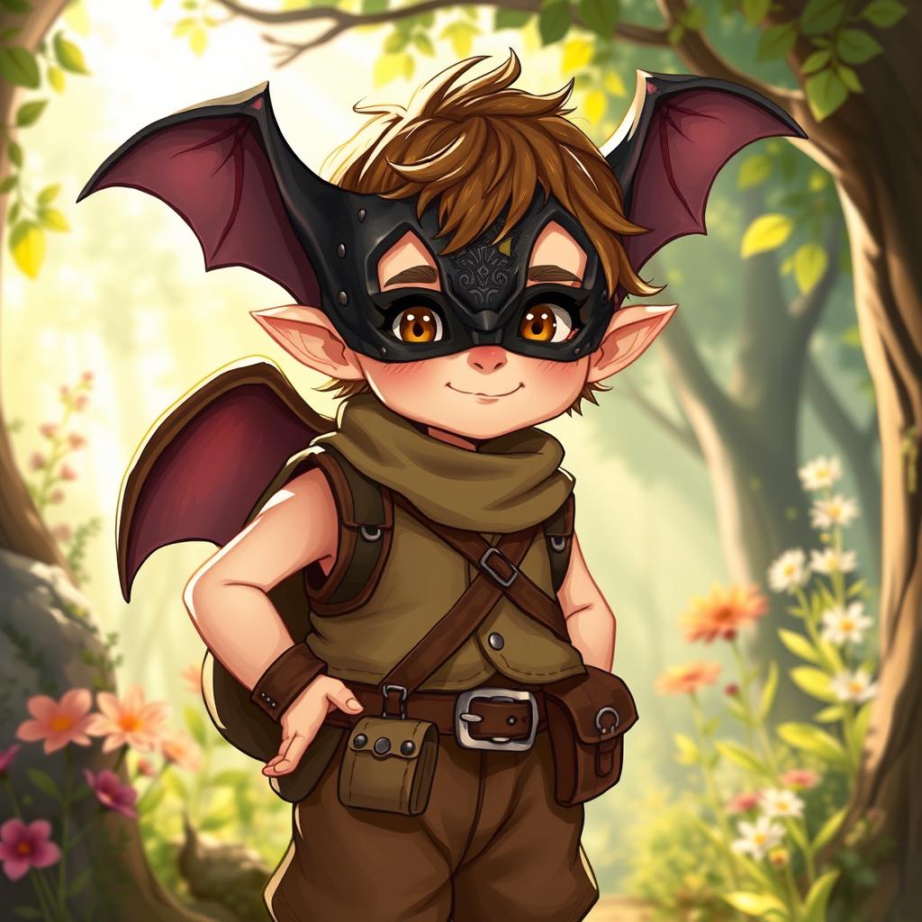 A whimsical illustration of a halfling character, exuding charm and mischief