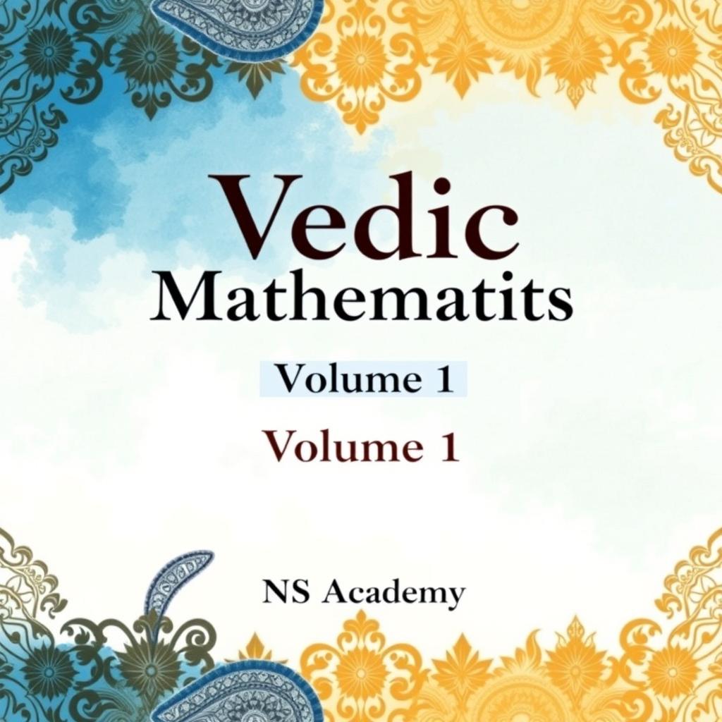 A beautifully designed cover for a book titled 'Vedic Mathematics, Volume 1' by NS Academy