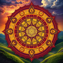 A captivating illustration of a Vedic Mathematics concept, showcasing intricate geometry and patterns derived from ancient Indian mathematics