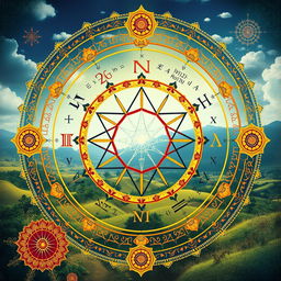 A captivating illustration of a Vedic Mathematics concept, showcasing intricate geometry and patterns derived from ancient Indian mathematics