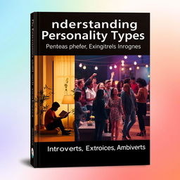 A beautifully designed book cover sized image that visually represents the concepts of introvert, extrovert, and ambivert