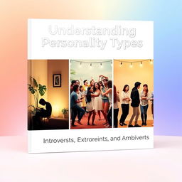 A beautifully designed book cover sized image that visually represents the concepts of introvert, extrovert, and ambivert