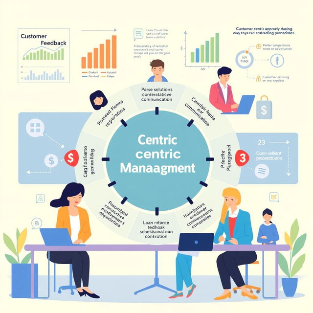 An illustrated concept of centric approaches to loan management, emphasizing customer-centric strategies