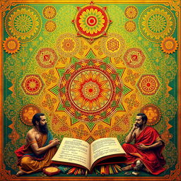 An artistic representation of Vedic Mathematics concepts, showcasing the essence of ancient Indian mathematical techniques