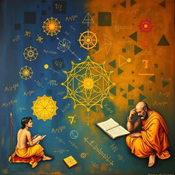 An evocative representation of Vedic Mathematics, specifically highlighting advanced ideas from volumes 4 and 5