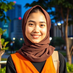 A portrait of a Muslim teenage girl wearing stylish black stockings