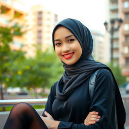 A portrait of a Muslim teenage girl wearing stylish black stockings