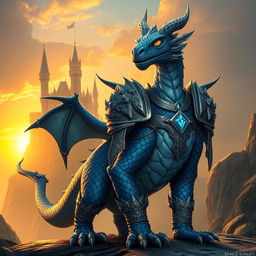 A majestic adult dragonborn standing confidently in a fantasy environment