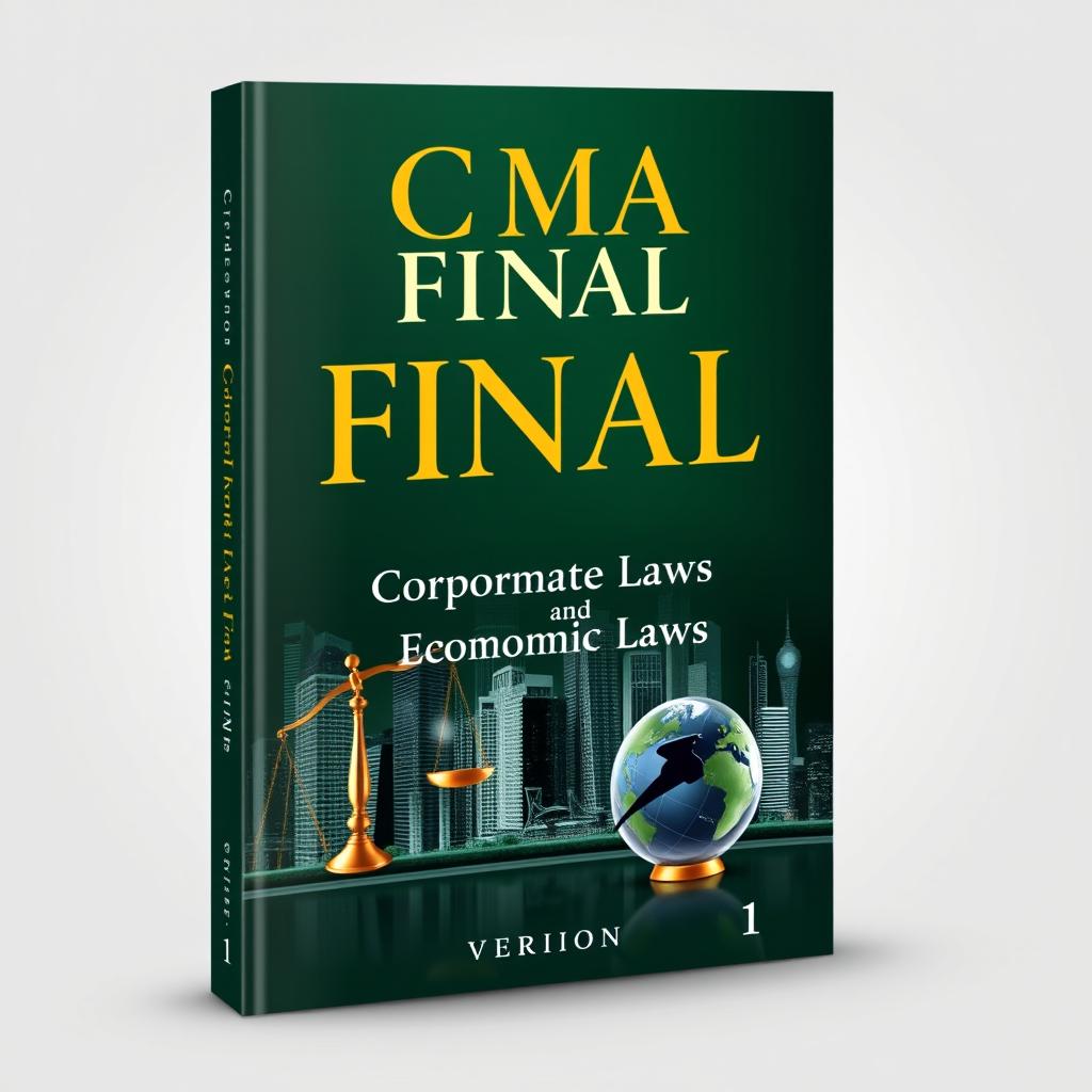 A visually striking book cover for 'CMA FINAL' featuring the subject name 'Corporate Laws and Economic Laws' prominently displayed