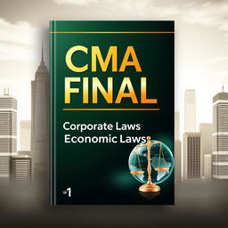 A visually striking book cover for 'CMA FINAL' featuring the subject name 'Corporate Laws and Economic Laws' prominently displayed